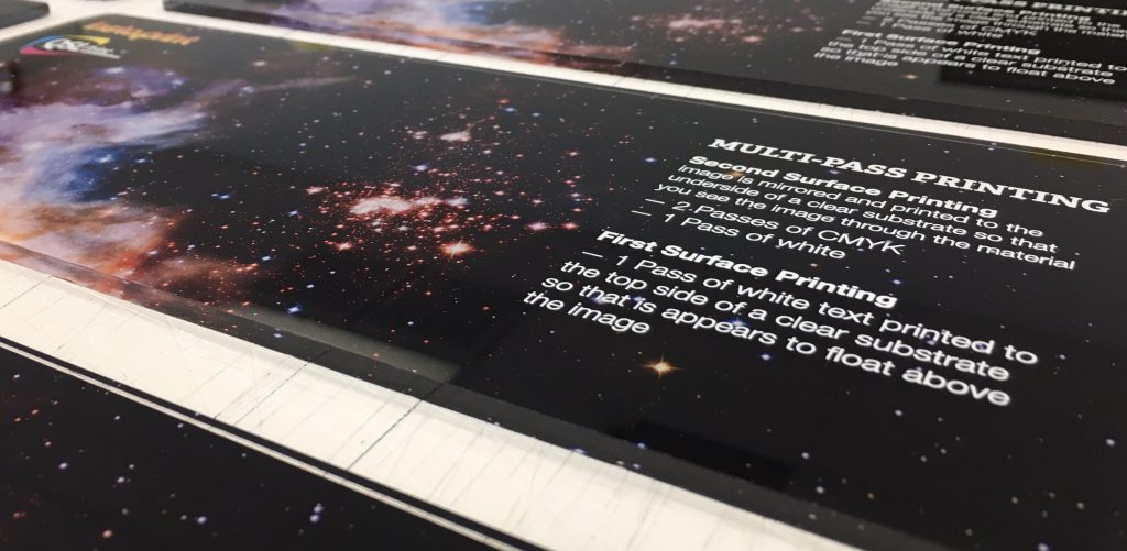 Dimensional Acrylic Signs with Hubble background